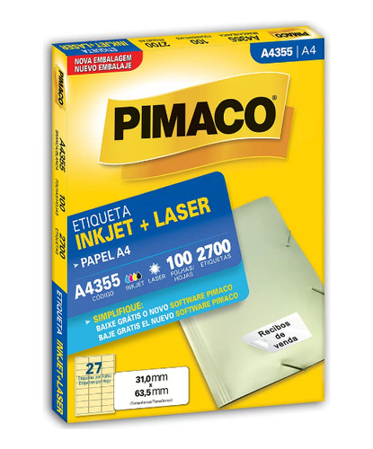 Etiqueta Pimaco Inkjet+laser Branca A4 355