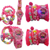 Kit Barbie Relogio Musical E Brilha Lindo + 4 Pulseiras 