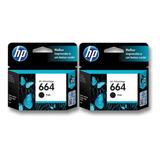 Cartucho De Tinta Hp 664 Preto Kit C/2 Unidades Originais