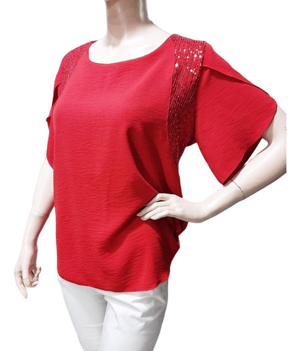 Blusa Fiesta Elastizada  Brillo Talles Grandes Especiales 