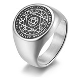 Anillo De Acero Inoxidable Hexagram Vintage Para Hombre