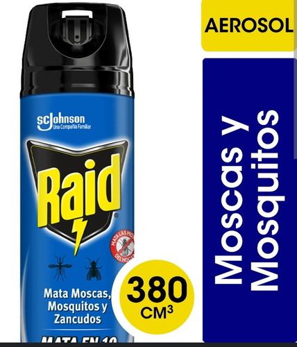 Raid Insecticida Mata Moscas, Mosquitos Y Zancudos Spray 380cc