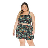 Kit Conjunto Blusa Cropped E Shorts Plus Size Muito Barato