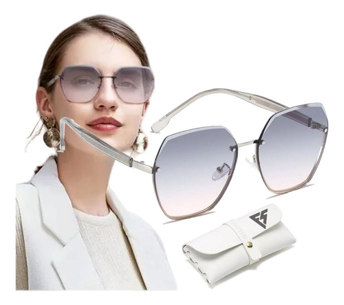 Lentes De Sol Mujer Dama Moda Retro Protección Diseño Gafas Polarizado Uv400 Economicos Varilla Grande Rosa Foospase
