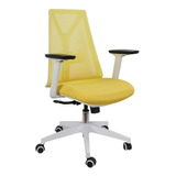 Cadeira De Escritório Ergonômica Elements Olympia Branca E Amarela Até 120kg