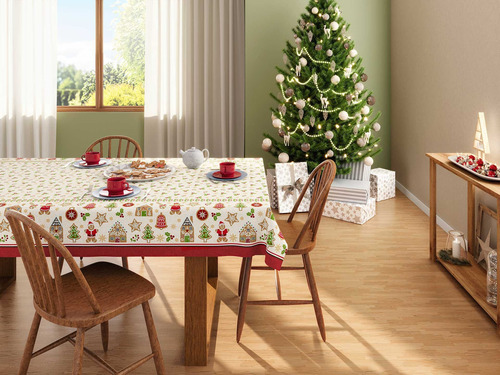 Toalha De Mesa Estampada Natal 6 Lugares Pop