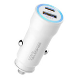 Cargador Rapido Auto 2 En 1 Entradas Tipo C - Usb 38w Color Blanco