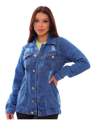 Jaqueta Jeans Feminina Plus Size Parca Parka Max Lançamento