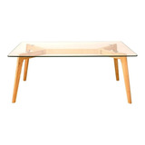 Mesa Ratona Soho Vidrio Pata Madera 110x60 Nordico Estocolmo