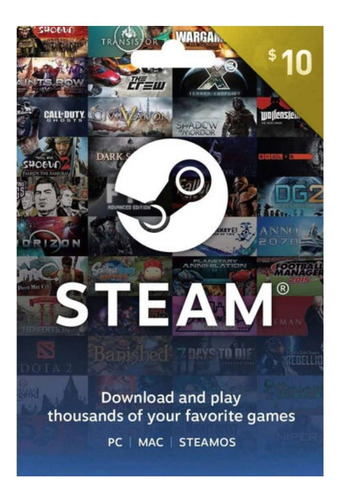 Tarjeta De Regalo Steam - Saldo Steam - 10 Usd - Solo Eeuu