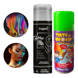 Kit Sprays Festa Glitter Corporal + Tinta Temporária Cabelo