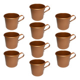 Kit Jogo 10 Caneca Copo Moscow Mule Alumínio Cor Cobre 350ml