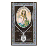 St Dymphna - Medalla Colgante De Peltre En Cadena De Acero .