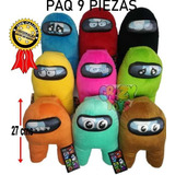 Amongus Peluche Pack 9 Colores Con Ojos Expresivos 27 Cms