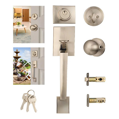 Xiangshan Chapa Cerradura Residencial Puerta Principal Alta Seguridad Conjunto Con Cerradura De Cerrojo Y Pomo De Puertacsatinado, Reversible Para Manos Derecha E Izquierda | Meses sin interés