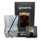 Pack Vaso Ferchetto 800ml Color Transparente Con Apoya Vaso Y Sorbete En Estuche