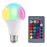 Lâmpada Led Rgb 16 Cores 10w Bivolt E27 Com Controle Remoto 110v/220v