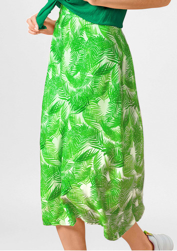 Falda Casual Andrea Mujer Tipo Midi Corte A Estampada Verde