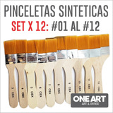 Set Pinceleta Sintetica Cbx Acrilico Oleo X 12 De N1 Al N12