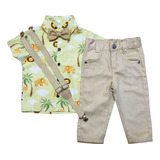 Conjunto Social Menino Roupa Safari Arca Noé Calça Infantil