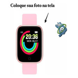 Relógio Smartwatch Nova Versão Foto Na Tela Redes Sociais Cor Da Caixa Rosa Cor Da Pulseira Rosa Cor Do Bisel Rosa