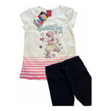 Conjunto Feminino Infantil Camiseta E Bermuda Tam 3 Elian