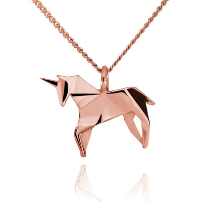 Dije Origami Unicornio De Plata Con Acabado En Oro Rosa Color Rosa claro | Meses sin interés