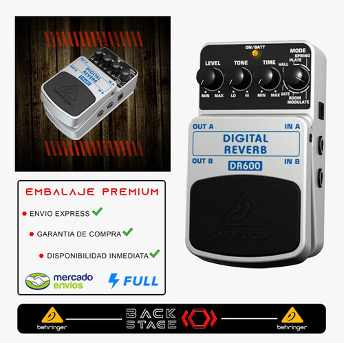 Pedal Behringer Dr600 Reverb/delay Para Guitarra Eléctrica