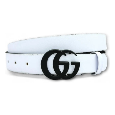 Cinturón Gg Clasica Moda Delgado 3cm Para Dama Color Gg Negro Diseño De La Tela Delgado Blanco Talla M (110cm) | Meses sin interés