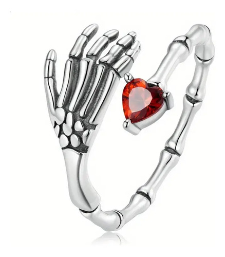 Anillo Moda Mujer Manos De Esqueleto Corazón Gótico Punk
