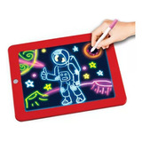 Pizarra Mágica De Dibujo Luz Led Pizarra Niños Con Laminas Color Rojo