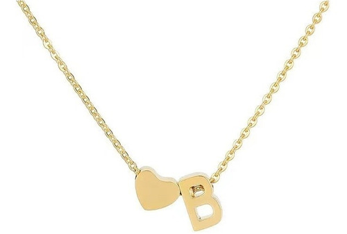 Collar Mujer Dije De Corazón Oro Letra Inicial Novia Regalo