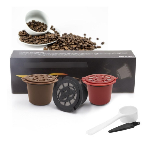 Cápsula Para Nespresso Reutilizable X 3 + Cuchara & Brocha