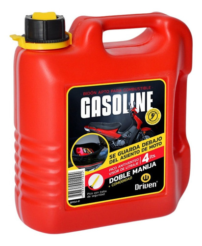 Bidon Combustible Driven 4lts Extrachato Profesional Rojo