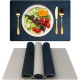 Set 4 Mantel Ecopiel Para Mesa De Comedor Doble Cara Cureo