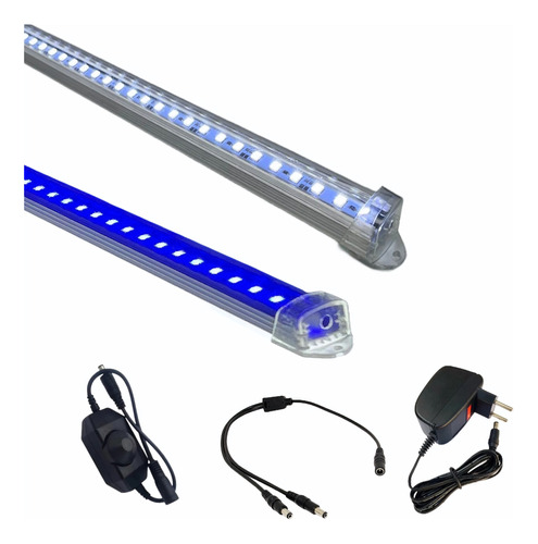 02 Luminária Led 30cm C/ Fonte E Dimmer P/ Aquário