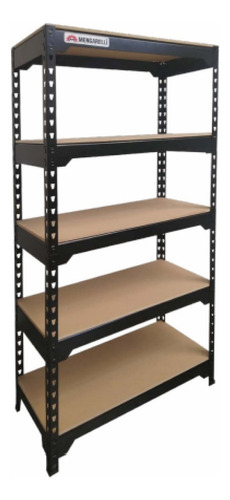 Estanteria Rapi Rack De 5 Niveles Madera Y Chapa 1,80 Mts Color Negro