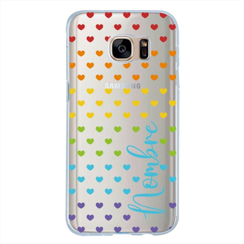 Funda Galaxy Uso Rudo Corazones Personalizada Con Nombre