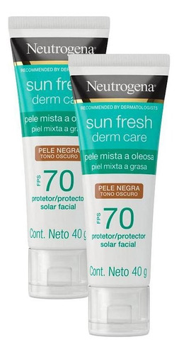 Kit 2 Protetor Solar Neutrogena Oily Skin Pele Negra Fps 70