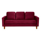 Sofa Venecia 3c Tela Velvet Burdeo