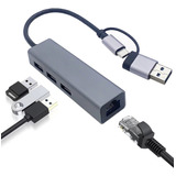 Adaptador Hub Ethernet Rj45 Red Lan Gigabit Usb C 3 Usb3.0