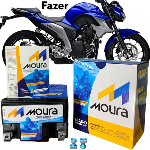 Moura Bateria De Moto Yamaha Fazer 250cc 2008 A 2021 6ah Abs