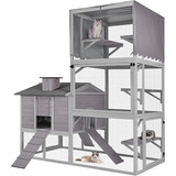 Casa Enorme Para Gatos 130p Color Gris Convertible Aivituvin