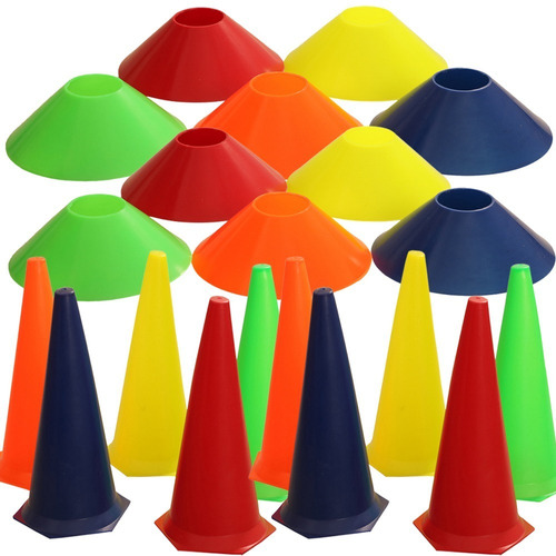 Kit Academia - 12 Cones 24 Cm E 24 Pratos Mini Cone Marcação