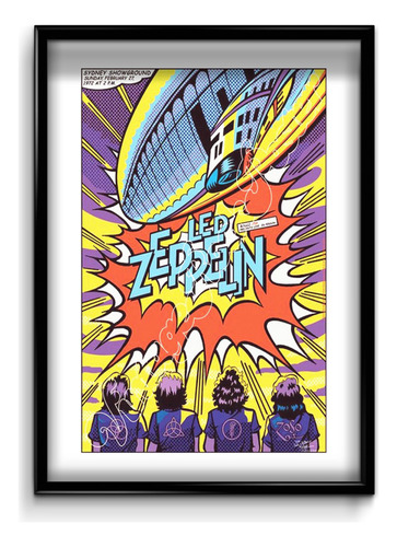 Cuadro Led Zeppelin Estilo Comic 35x50 (marco+lámina+vidrio)