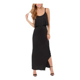 Maxi Vestido Mujer Modal Elastizado Grande Largo Tajo Volado