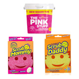 Esponja Scrub Daddy + Pasta Pink Stuff + Esponja Scrub Mommy