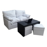 Juego De Living Sillon Italiano 2c Con Mesa Y 2 Puff