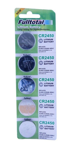 5 Pilas Cr2450 3v Litio Bateria Boton Alarmas Sensores Reloj