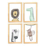 Quadro Decorativo Infantil Safari Animais Da Floresta 33x43